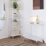 House Nordic Servírovací stolek na kolečkách se 2 policemi černá bílá dub 40x68 cm Vita Barva: Bílá – Zboží Dáma