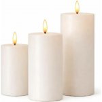 DECOLED Sada 3 LED svíček na baterie, bílá, Ø 7,5 ×10/12,5/15 cm, s dálkovým ovladačem, 2× AA – Hledejceny.cz