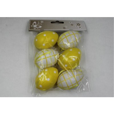 Vajíčko žluté plastové 6 cm, dekorační na zavěšení, 6 kusů VEL5025 Autronic