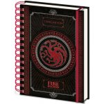 CurePink Poznánkový A5 blok Game of Thrones/Hra o Trůny: Targaryen kroužková vazba 14,8 x 21 cm SR72502 – Zboží Dáma