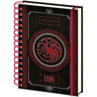 CurePink Poznánkový A5 blok Game of Thrones/Hra o Trůny: Targaryen kroužková vazba 14,8 x 21 cm SR72502 – Zboží Dáma