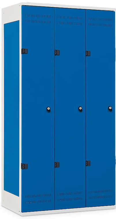 Triton 3-dveřová 1970 x 900 x 500 mm - kovová cylindrický zámek Burg - do kovu skelet kov modrá RAL 5005 dveře kov černá RAL 9005
