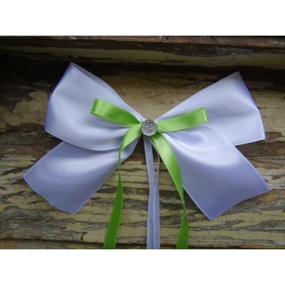 Atlasová mašle na auto bílá - světle zelená 630 – Hledejceny.cz