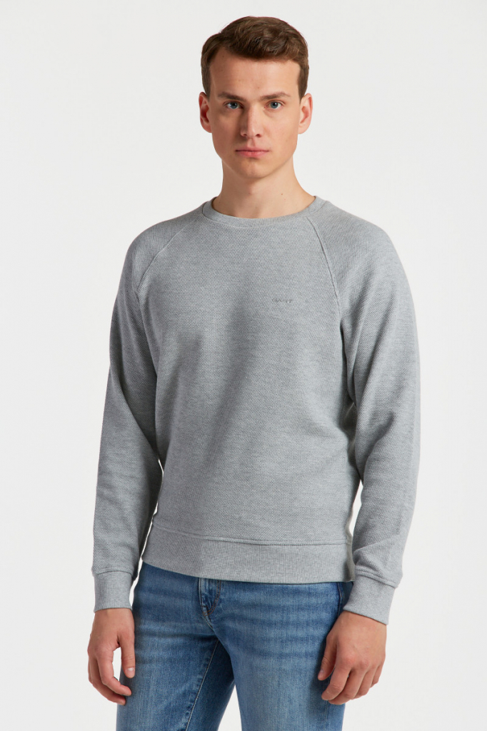 GANT WAFFLE TEXTURE C-NECK šedá