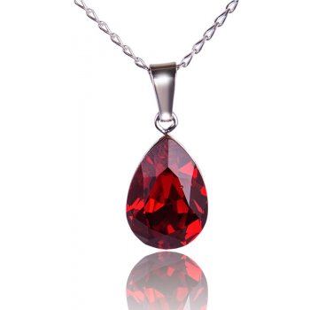 Swarovski Elements Pear stříbrný (přívěsek + řetízek) červená slzička, kapka 34112.3 Scarlet siam červená