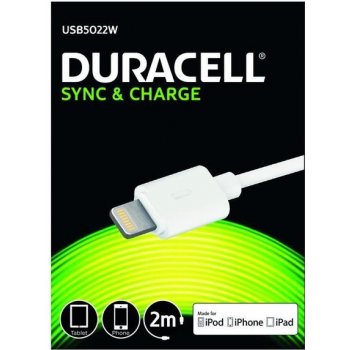 Duracell SB5012A napájecí a synchronizační pro Apple Lightning zařízení, 2m, bílý