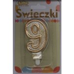 Godan Dortová svíčka číslo 9 zlatá – Zboží Dáma