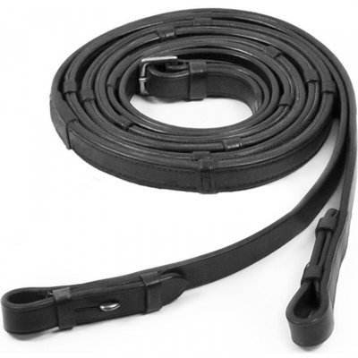 Schockemöhle Otěžee kožené/gumové stihlové se zarážkami černé/silver – Zboží Mobilmania