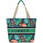 Plážová barevná dámská taška velká městská na léto s tropickým potiskem listů zelená – Zboží Mobilmania