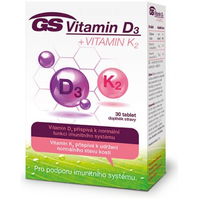 GS Vitamin D3+K2 30 tablet – Zboží Mobilmania