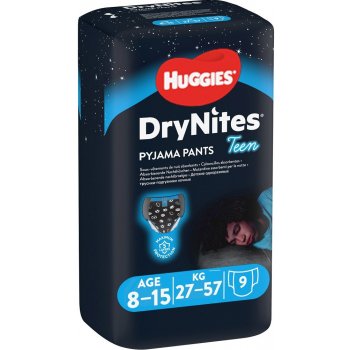 Huggies Dry nites absorpční kalhotky 8-15 let/girls/27-57 kg 9 ks