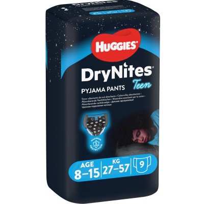 Huggies Dry nites absorpční kalhotky 8-15 let/girls/27-57 kg 9 ks – Zbozi.Blesk.cz