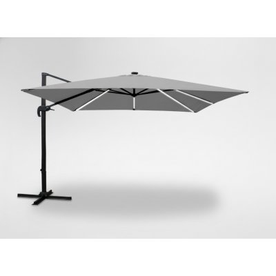 Garden Line ZAHRADNÍ SLUNEČNÍK 3 x 3 M ŠEDÝ ROMA S KRYTEM S LED – Hledejceny.cz