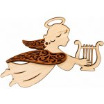 Z rodinné dílny Dřevěná vánoční ozdoba Anděl s harfou – březová překližka – Hledejceny.cz