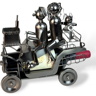 ADELLiNO Stojan na víno kovový Auto pár se psem – Sleviste.cz