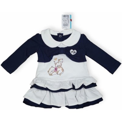 Dívčí kojenecké šaty tm. modro bílé kočky – Zboží Mobilmania