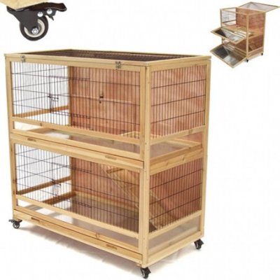 Pallma Velká dvoupatrová propojená králíkárna z masivu indoor II. 115 x 60 x 120 cm – Zboží Dáma