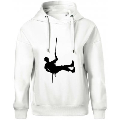 Visící horolezec Oversized mikina dámská Moon kratší + širší Bílá – Zboží Dáma