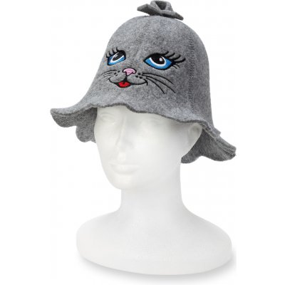 Wooline Čepice Kočka modrooká s očkem šedá – Zboží Dáma