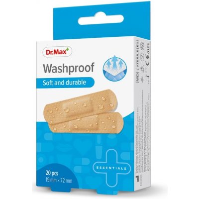 Dr.Max Washproof Soft and durable 19 mm x 72 mm náplast 20 ks – Zboží Mobilmania