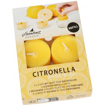 Steinhart Vonné čajové svíčky Citronela náplň pr. 3,8 x 1,7 cm, 6 ks – Zboží Mobilmania