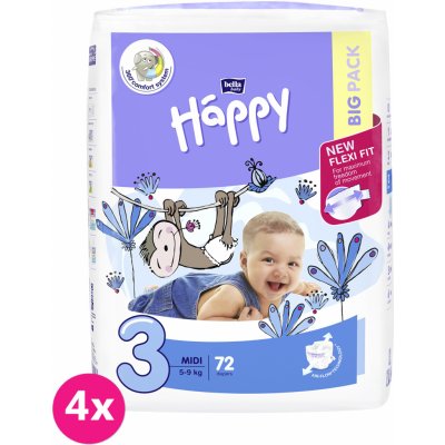 Bella Happy 3 Midi Big Pack 5-9 kg 4x 72 ks – Hledejceny.cz