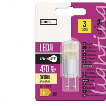 Emos LED žárovka Classic JC G9 4,2 W 40 W 470 lm teplá bílá