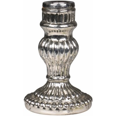 Stříbrný antik skleněný svícen Mercury - Ø 7*11,5 cm - Chic Antique – Zboží Dáma