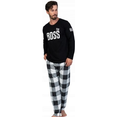 1P1315 Boss pánské pyžamo dlouhé černo bílé