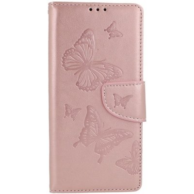 Pouzdro TopQ Xiaomi Redmi Note 9 knížkové Butterfly růžové světlé