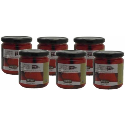 BRETAS Červené papriky plněné Fetou v oleji s bylinkami 6 x 360 g