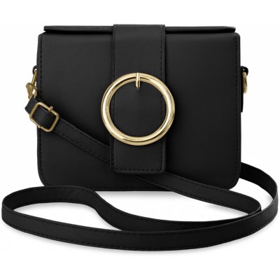 elegantní dámská kabelka listonoška kufřík s popruhem a ozdobným zapínáním černá