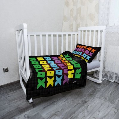 Sablio Mikroplyšové dětské povlečení do postýlky ROBLOX Barevný text 130 x 90 cm 40 x 6 cm – Zboží Dáma