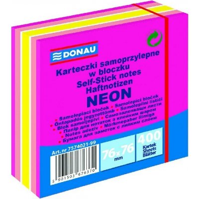 Samolepicí blok poznámek DONAU 76 × 76 mm, 400 listů, smíšené neonové barvy, růžová, 7574021-99 – Hledejceny.cz