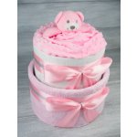 Pastell decor Plenkový dort dvoupatrový růžový Vel. 3 - Miminko váží 4 až 9 kg, Velikost oblečení: 62/68 - Miminku jsou 3 až 6 měsíců – Zboží Dáma