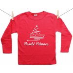 Boodyy tričko s dlouhým rukávem Veselé Vánoce se stromečkem červená – Zboží Dáma