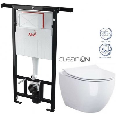 Alcadrain Předstěnový instalační systém bez tlačítka + WC CERSANIT ZEN CLEANON + SEDÁTKO AM102/1120 X HA1 – Zboží Dáma