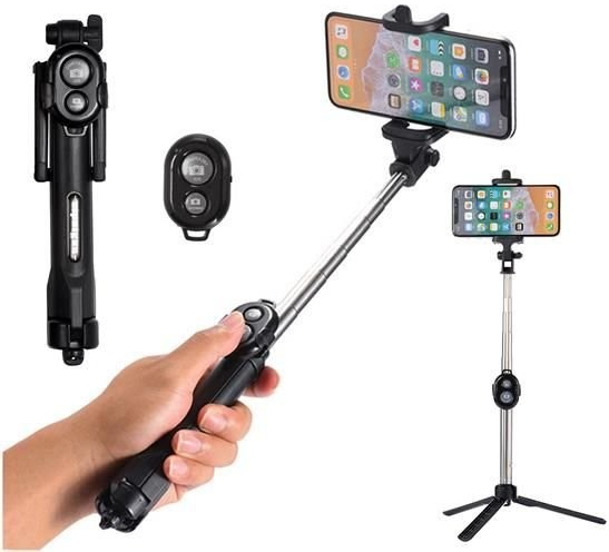 Pouzdro DAMPOD SHOP Selfie tyč stativ s modrétooth ovladačem 3v1