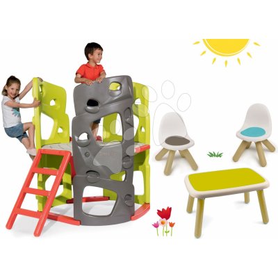 Smoby Set prolézačka Multiactivity Climbing Tower na šplhání se skluzavkou a stůl se dvěma židlemi – Zboží Mobilmania