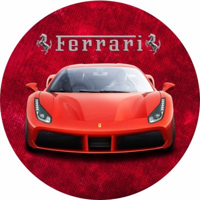 Jedlý tisk FERRARI - SPORŤÁK ● materiál: JEDLÝ PAPÍR Ⓜ️, ● velikost: kruh 12 cm - PROMO akce bez cupcakes ☝