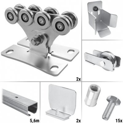 CAIS 7.1Z - sestava pro výrobu pojezdu posuvné nesené brány do průjezdu 4 m a 325 kg, pozinkovaný profil – Zboží Mobilmania