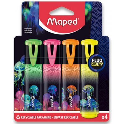 MAPED Zvýrazňovače Deepsea Paradise 4ks 161301 – Hledejceny.cz
