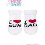 Kojenecké froté ponožky bílé I Love Mum and Dad – Zboží Mobilmania