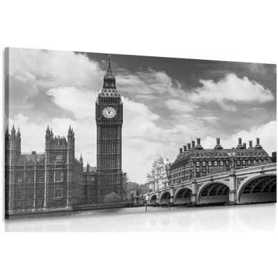 Obraz Big Ben v Londýně černobílém provedení - 120x80 – Zboží Dáma