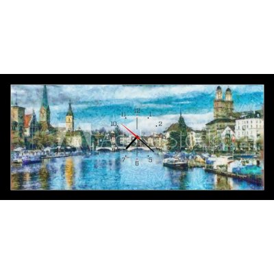 Obraz s hodinami 1D panorama - 120 x 50 cm - Oil painting. Art print for wall decor. Acrylic artwork. Big size poster. Watercolor drawing. Modern style fine art. Beautif