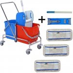 Uklidshop Úklidový vozík DOUBLE VAK 2 x 25 l + FLIPPER Mop sestava se 3 návleky – HobbyKompas.cz