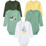 Lupilu Dětské body s dlouhými rukávy BIO 5kusů zelená žlutá bílá – Hledejceny.cz