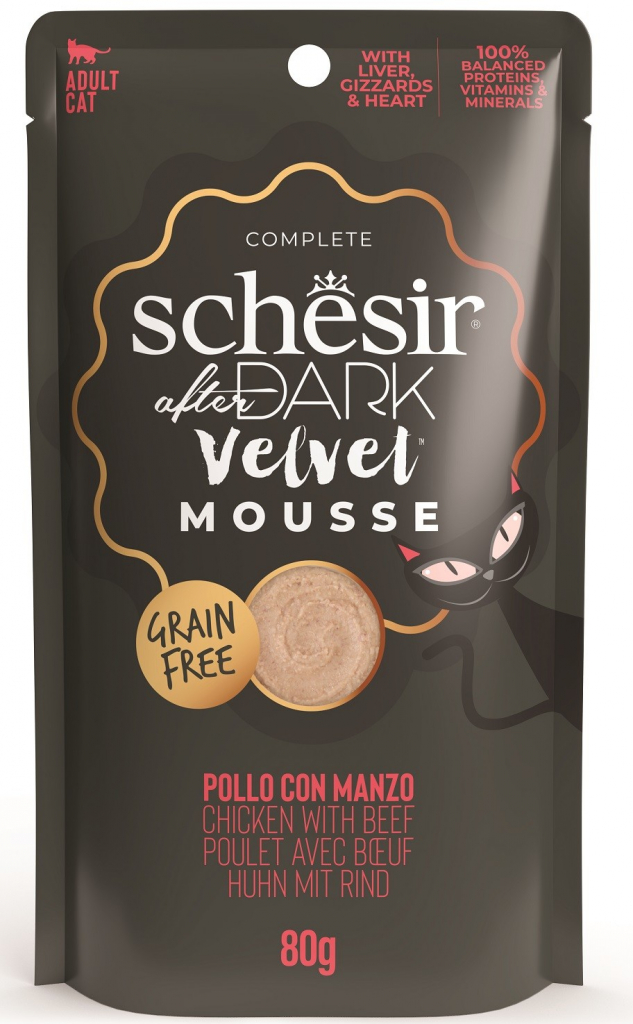 SCHESIR After Dark Wholefood pro kočky kuře a hovězí 80 g