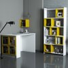 Kancelářská sestava Asir Box Psací stůl a knihovna bílá / žlutá
