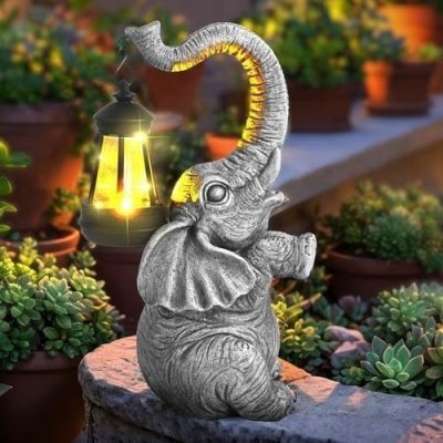 JJALIGHTS Solární zahradní figurky králíků s lucernou – Dekorační figurky králíků do zahrady, – Zboží Mobilmania